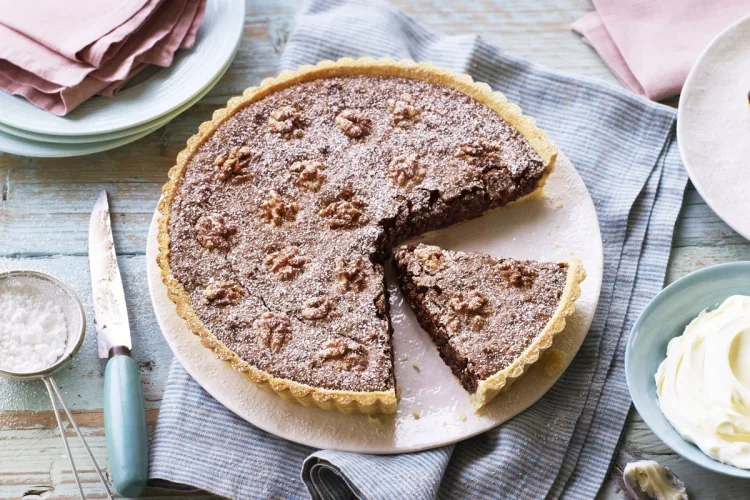 Tarte de noz e chocolate