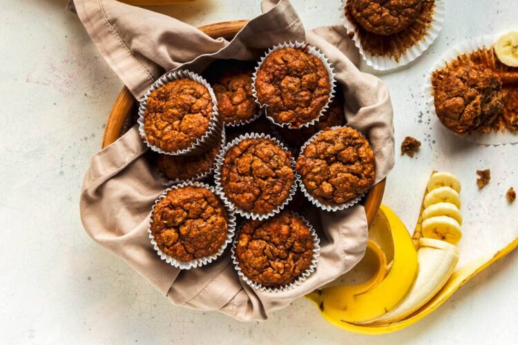 Muffins de banana e aveia