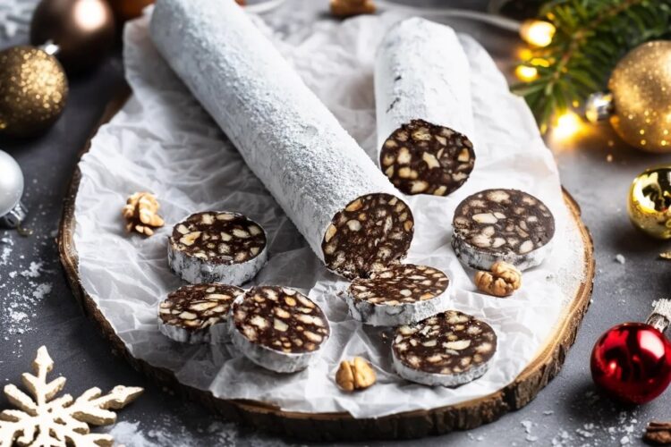 Salame de chocolate de Natal