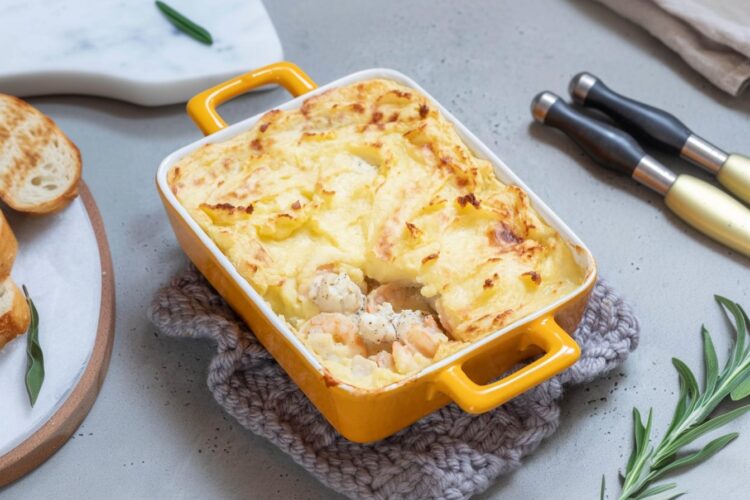 Bacalhau no forno com camarão